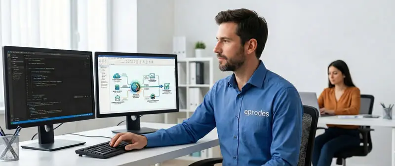 Desarrollador senior auditando el código de una integración API para asegurar la estabilidad y seguridad de los datos.